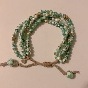 Tai multi strand beaded adjustable bracelet